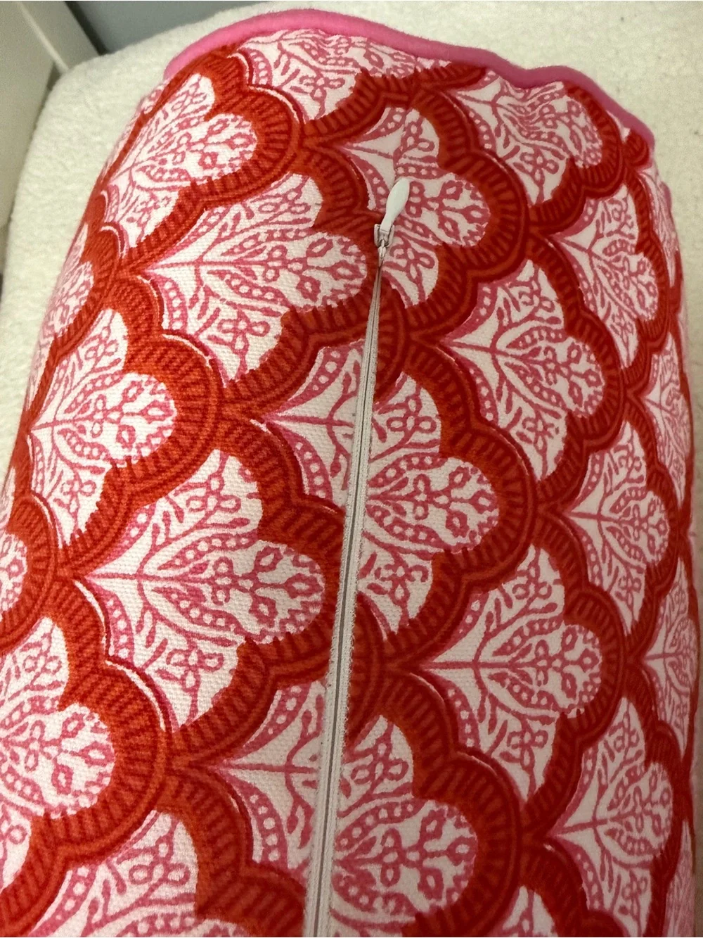 Roller Rabbit Pink & Orange Floral Cotton Bolster Pillows (pair)
